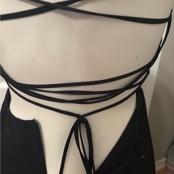 LuLus Good Deeds Black Lace-Up Dress S - Picture 10 of 11